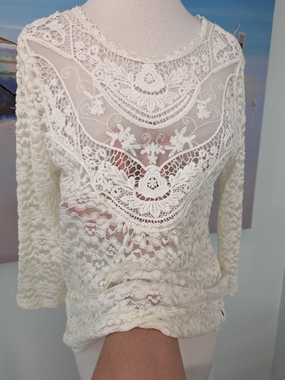 H&M Off-white Crochet Lace Top - Picture 4 of 7